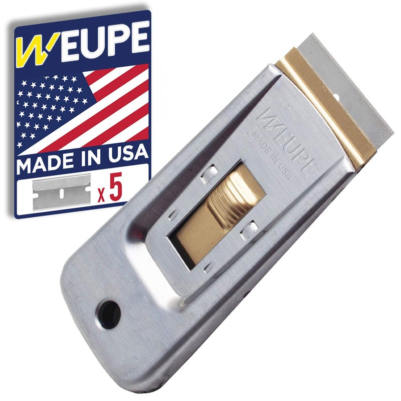 WEUPE Razor Blade Scraper Tools (Set of 1), Window Scraper, Glass Cooktop Scraper & Paint Scraper, Car Decal, Sticker and Glue Remover Razor Holder with 5 Replaceable Single Edge Blades - Image 1